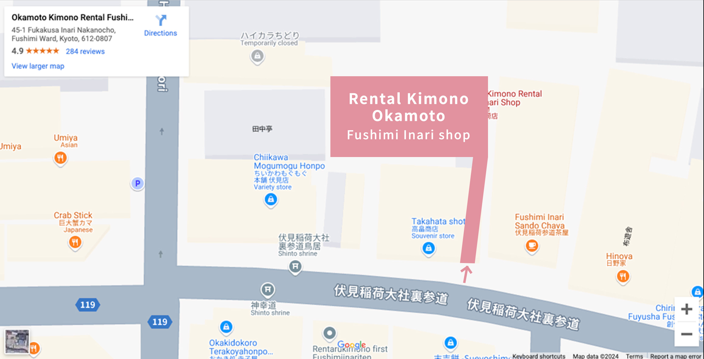 京都 伏見稲荷店付近の地図